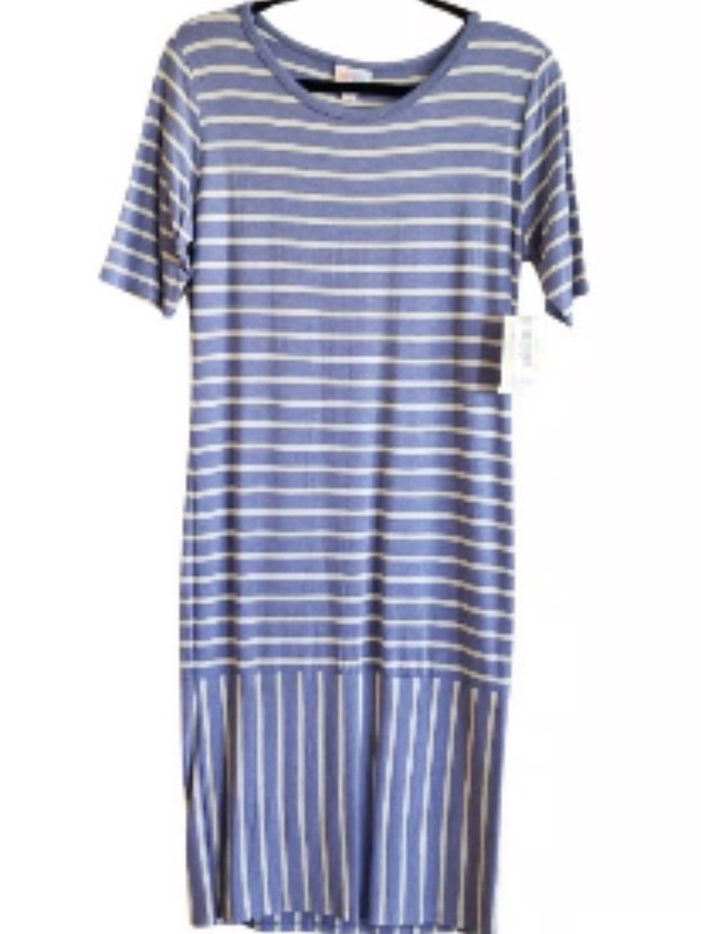 LuLaRoe Blue and White Striped Midi Dress Julia